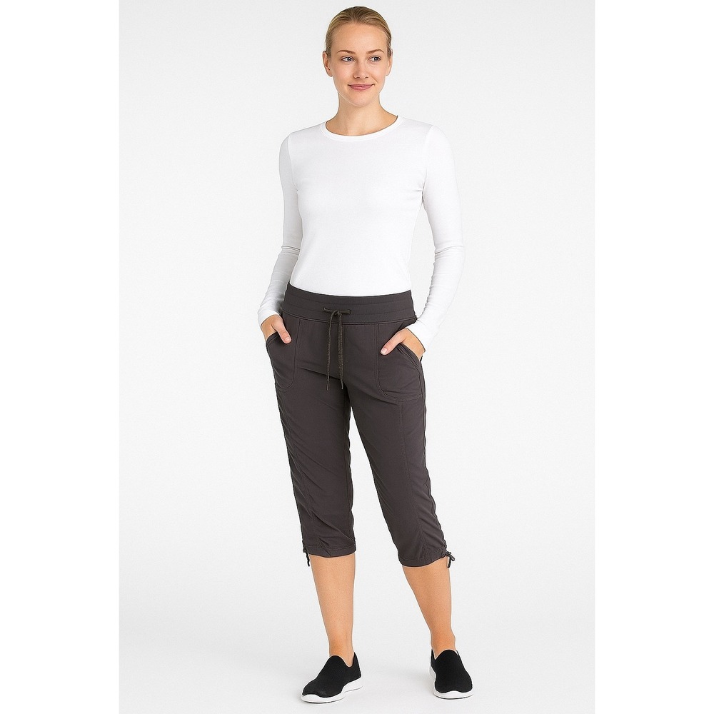 The North Face Black Capri Pants L Hiking Athletic Drawstring Yoga Comfort 90-19